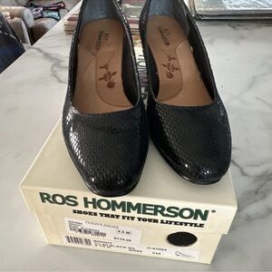 Ros Hommerson Textured Black/Snake Heels 4.5 M w/ original box